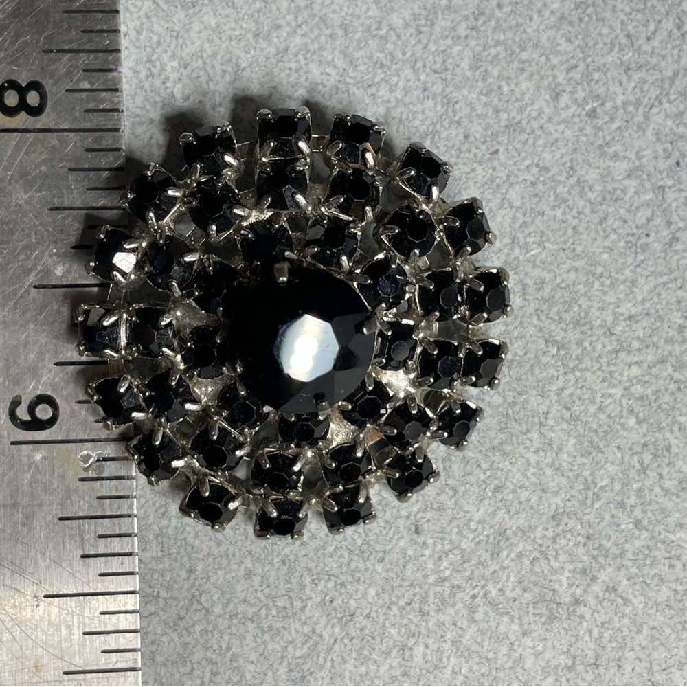 Black Rhinestone Dome Button (Single Large Button - image 2